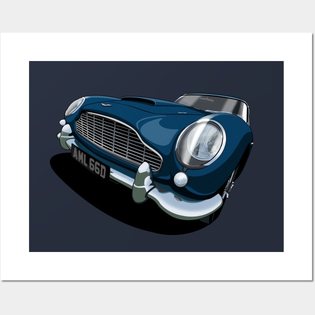 1966 Aston Martin DB5 in dark blue Wall Art by candcretro